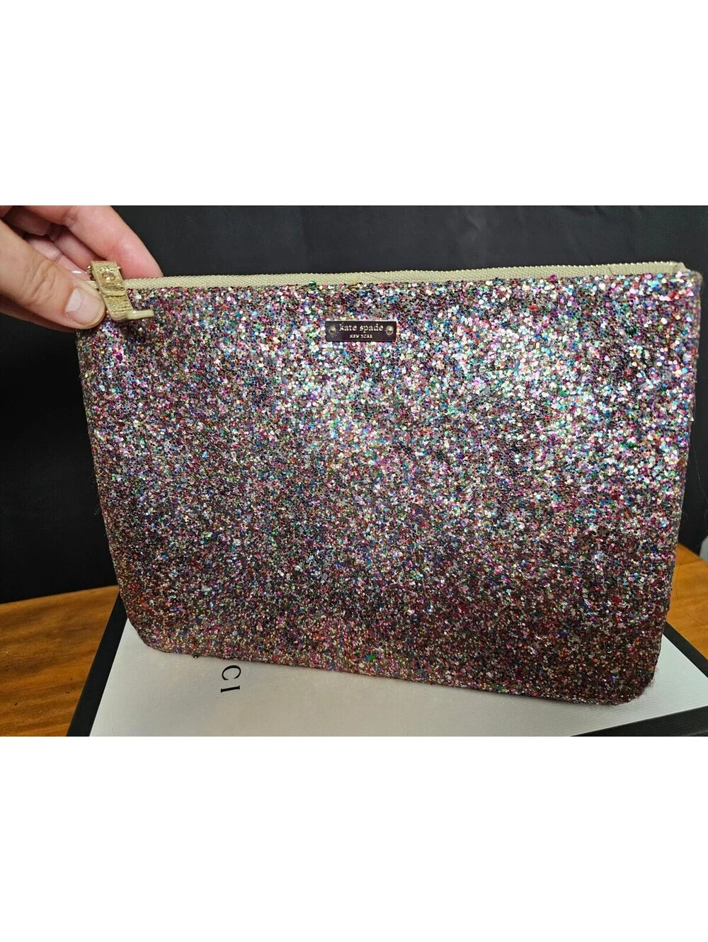 Kate Spade Clutch Pink Womens Sparkle New York
